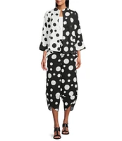 IC Collection Woven Dot Combo Print High Neck Bracelet Sleeve Jacket