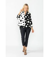 IC Collection Woven Dot Combo Print High Neck Bracelet Sleeve Jacket