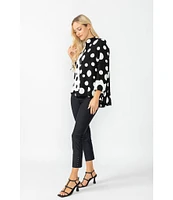 IC Collection Woven Dot Combo Print High Neck Bracelet Sleeve Jacket