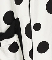 IC Collection Woven Dot Print Boat Neck 3/4 Sleeve Asymmetrical Tunic