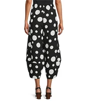 IC Collection Woven Dot Print Elastic Waist Tulip Hem Crop Coordinating Pants