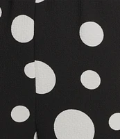 IC Collection Woven Dot Print Elastic Waist Tulip Hem Crop Coordinating Pants