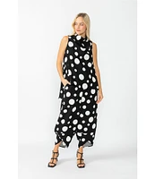 IC Collection Woven Dot Print Elastic Waist Tulip Hem Crop Coordinating Pants