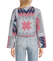 Ida Mae Home Adeline Patchwork Print Round Neck Long Sleeve Quilted Jacket
