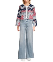 Ida Mae Home Adeline Patchwork Print Round Neck Long Sleeve Quilted Jacket