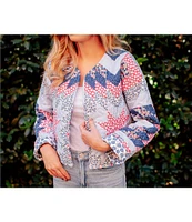 Ida Mae Home Adeline Patchwork Print Round Neck Long Sleeve Quilted Jacket