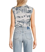 Ida Mae Home Aledo Toile Print Open Front Cropped Vest