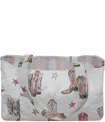 Ida Mae Home Thunderbird Boots Pink Quilted Tote Bag