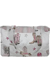 Ida Mae Home Thunderbird Boots Pink Quilted Tote Bag