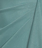 Ignite Evening V-Neck Flutter Sleeve Capelet Bugle Bead Trim Gown