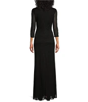 Ignite Evenings 3/4 Sleeve Boat Neck Glitter Dress
