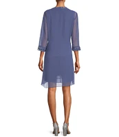 Ignite Evenings Chiffon Beaded Crew Neck 3/4 Sleeve 2-Piece Jacket Dress