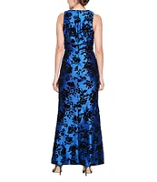 Ignite Evenings Crossover Halter Neck Sleeveless Floral Sheath Dress