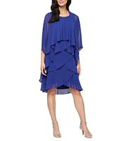 Ignite Evenings Emebllished Tiered Chiffon Jacket Dress