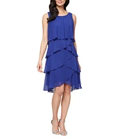 Ignite Evenings Emebllished Tiered Chiffon Jacket Dress