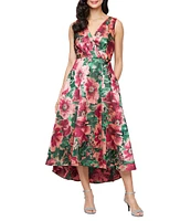Ignite Evenings Floral Jacquard High-Low Hem Dress