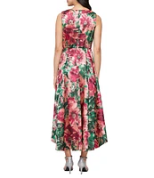 Ignite Evenings Floral Jacquard High-Low Hem Dress