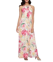 Ignite Evenings Floral Print Halter Maxi Dress