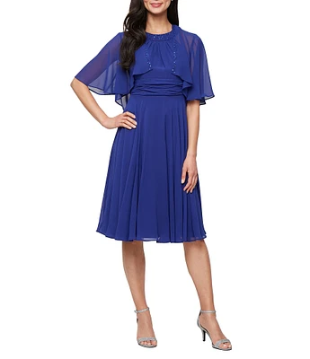 Ignite Evenings Petite Size Chiffon 3/4 Sleeve Jacket Dress