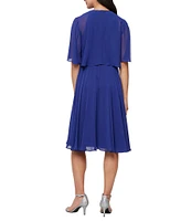 Ignite Evenings Petite Size Chiffon 3/4 Sleeve Jacket Dress