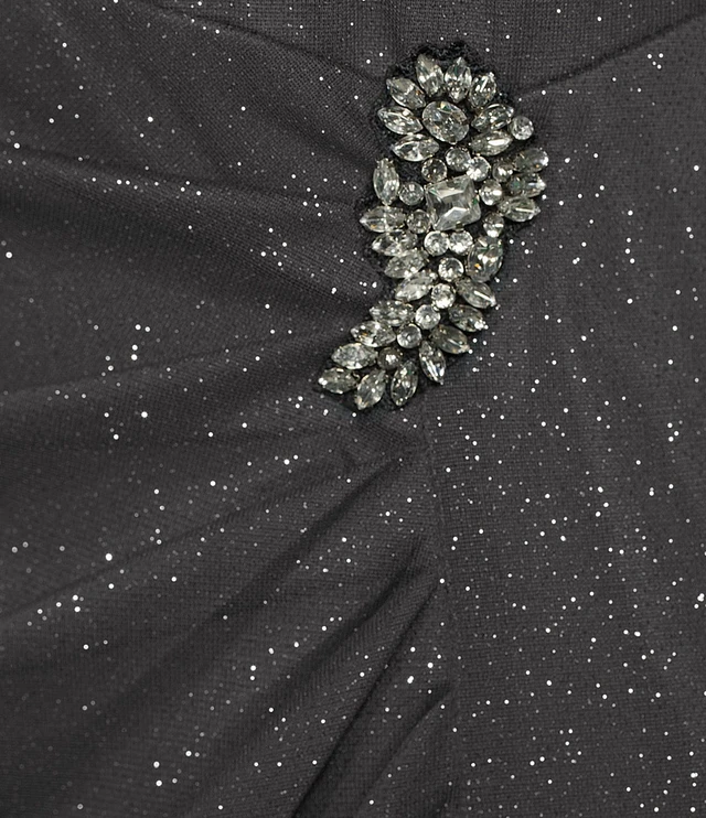 Compare Ignite Evenings Petite Size Glitter Mesh Ruched Embellished Waist  Short Flutter Sleeve Gown | Hamilton Place