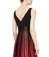 Ignite Evenings Petite Size Boat Neck Ombre Satin Bow Sleeveless Gown