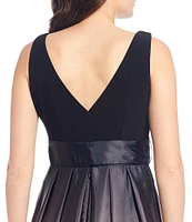 Ignite Evenings Petite Size Boat Neck Ombre Satin Bow Sleeveless Gown