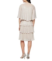 Ignite Evenings Petite Size Short Sleeve Embellished Crew Neck 2-Piece Jacket Dress