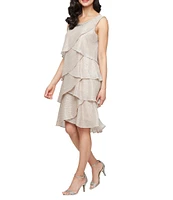 Ignite Evenings Petite Size Short Sleeve Embellished Crew Neck 2-Piece Jacket Dress