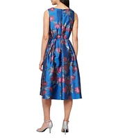 Ignite Evenings Petite Size Sleeveless V-Neck Jacquard Midi Dress