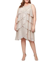Ignite Evenings Plus Size Short Sleeve Embellished Crew Neck 2-Piece Jacket Dress