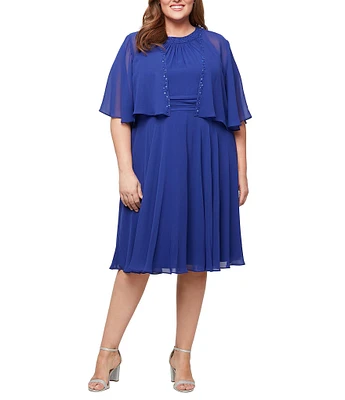 Ignite Evenings Plus Size Chiffon Jacket Dress