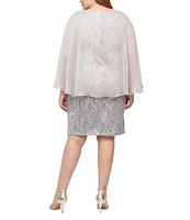 Ignite Evenings Plus Size Sequin Chiffon Overlay Dress