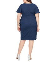 Ignite Evenings Plus Size Short Sleeve Surplice V-Neck Sheath Dress