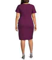 Ignite Evenings Plus Size Short Sleeve Surplice V-Neck Sheath Dress