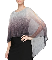 Ignite Evenings Round Neck 3/4 Sleeve Shimmery Ombre Bodre Popover Dress