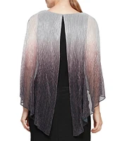 Ignite Evenings Round Neck 3/4 Sleeve Shimmery Ombre Bodre Popover Dress