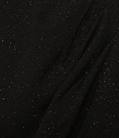 Ignite Evenings Short Flutter Sleeve V-Neck Glitter Knit Empire Embellished Waist Faux Wrap Maxi Dress