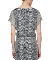 Ignite Evenings Short Sleeve Fringe Hem Crochet Blouson Round Neck Dress