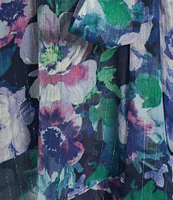 Ignite Evenings Short Sleeve Tiered Faux Wrap Floral Chiffon Maxi Dress