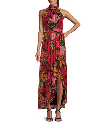 Ignite Evenings Sleeveless Halter Neck Floral Maxi Dress