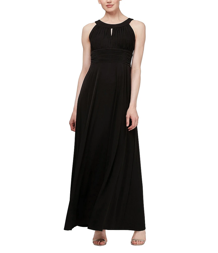 Ignite Evenings Sleeveless Keyhole Neck Ruched Waist Maxi Dress