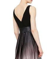 Ignite Evenings Sleeveless Round Neck Ombre Skirt Tie Waist Gown
