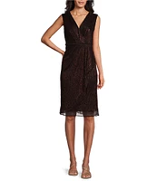 Ignite Evenings Surplice V-Neck Short Sleeve Metallic 2-Piece Cascade Jacket Dress