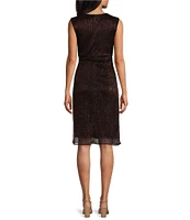 Ignite Evenings Surplice V-Neck Short Sleeve Metallic 2-Piece Cascade Jacket Dress