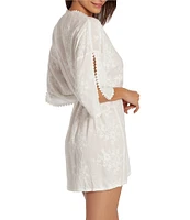 In Bloom by Jonquil Bird Song Embroidered Short Wrap Robe