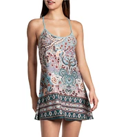 In Bloom By Jonquil Brushed Knit Paisley Border Print Sleeveless Scoop Neck Chemise