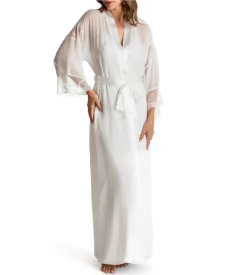In Bloom by Jonquil Chiffon Long Sleeve Lace Detail Wrap Robe