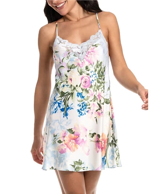 In Bloom by Jonquil Floral Print Sleeveless V-Neck Satin Chemise