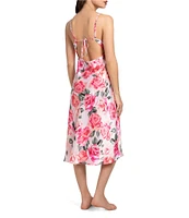 In Bloom By Jonquil Floral Print Sleeveless V-Neck Satin Midi Nightgown